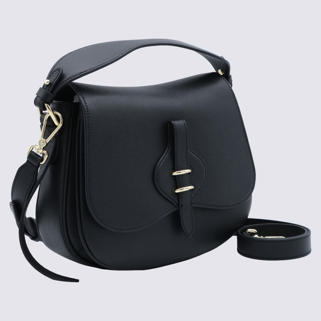 Coccinelle Structured Black Shoulder Bag With Gold-Tone Hardware