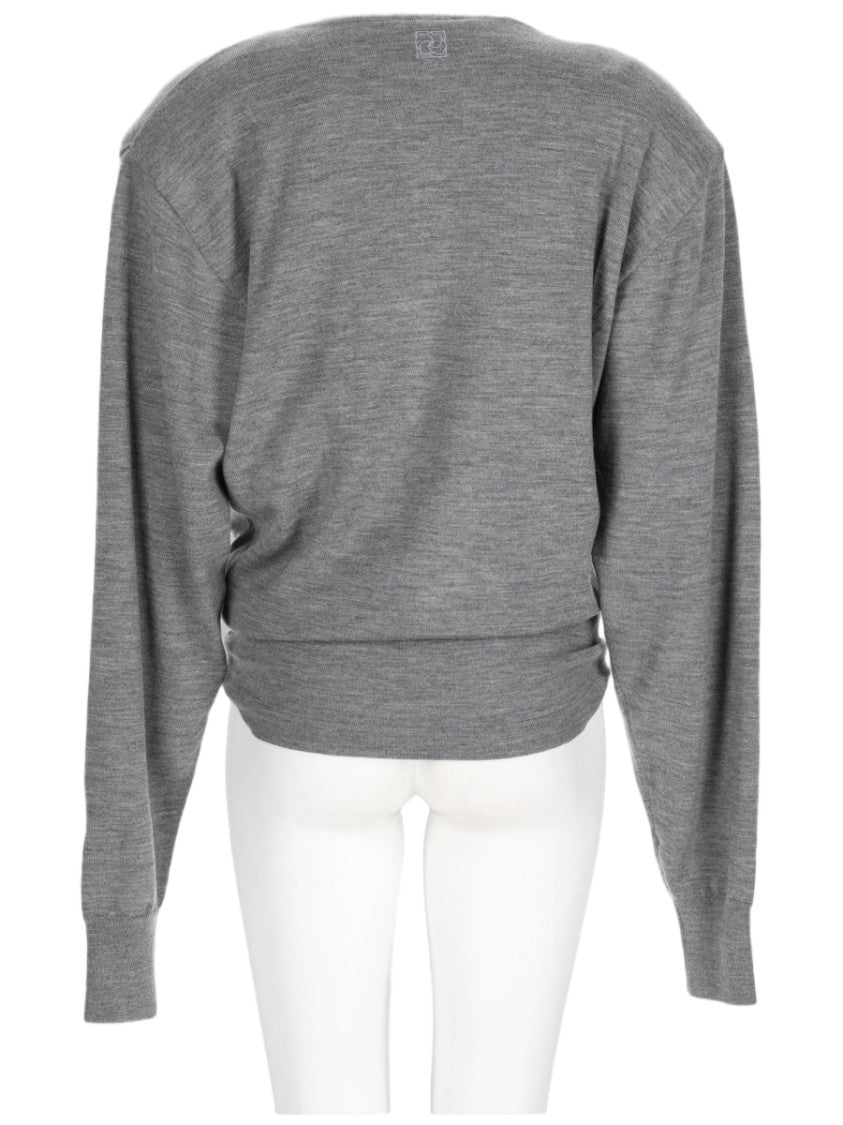 Magda Butrym Knit Top With Central Knot Detail And Ribbed Cuffs
