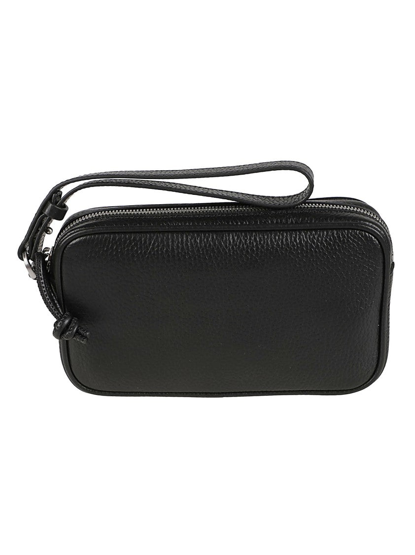 Emporio Armani Textured Calf Leather Logo Zippered Beauty Case