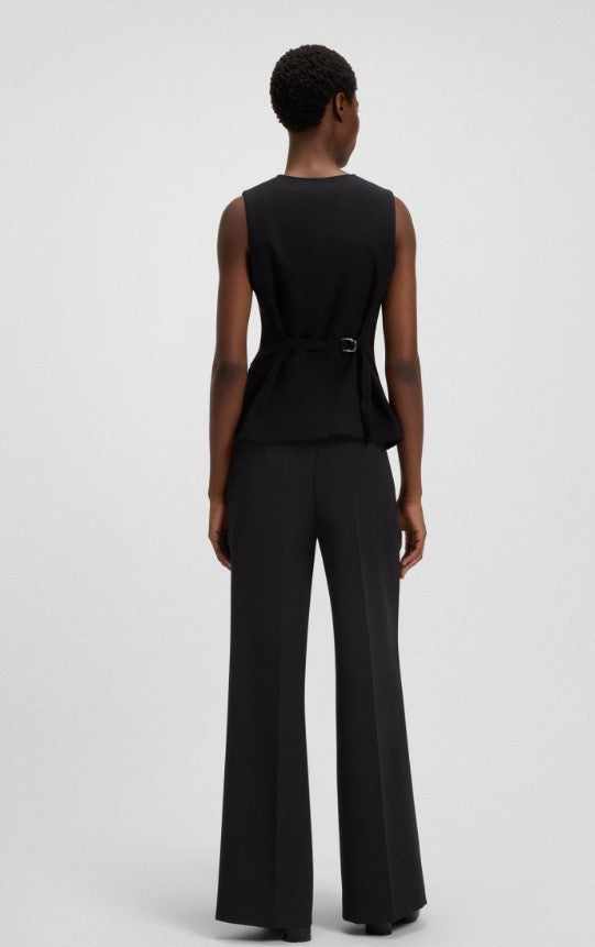 Boss Pleated Black Trousers With Regular Waist