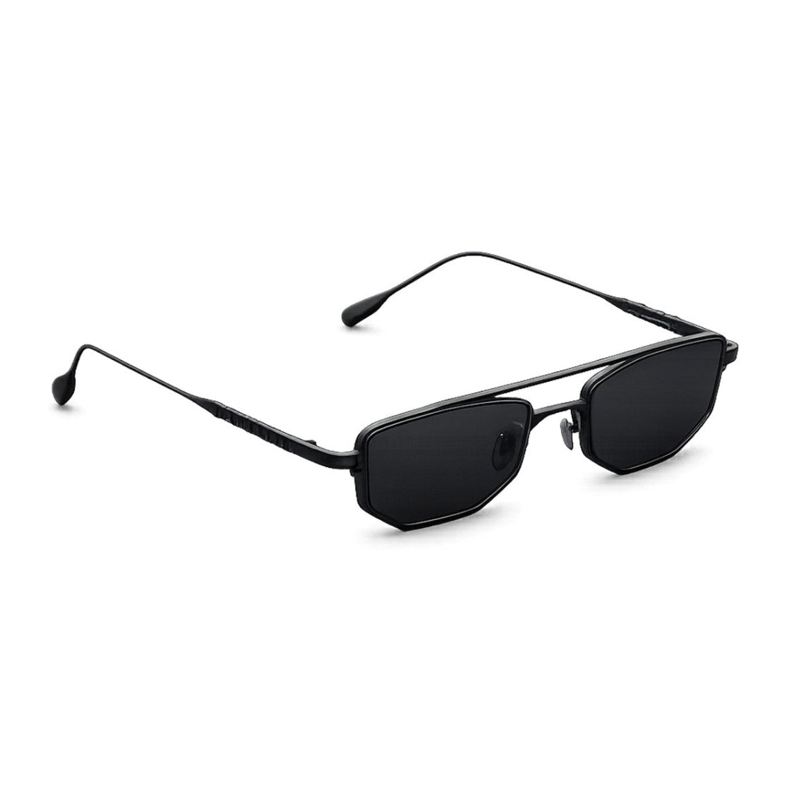 Capote Eyewear Black Cc012 Geometric Rectangular Double Bridge Sunglasses