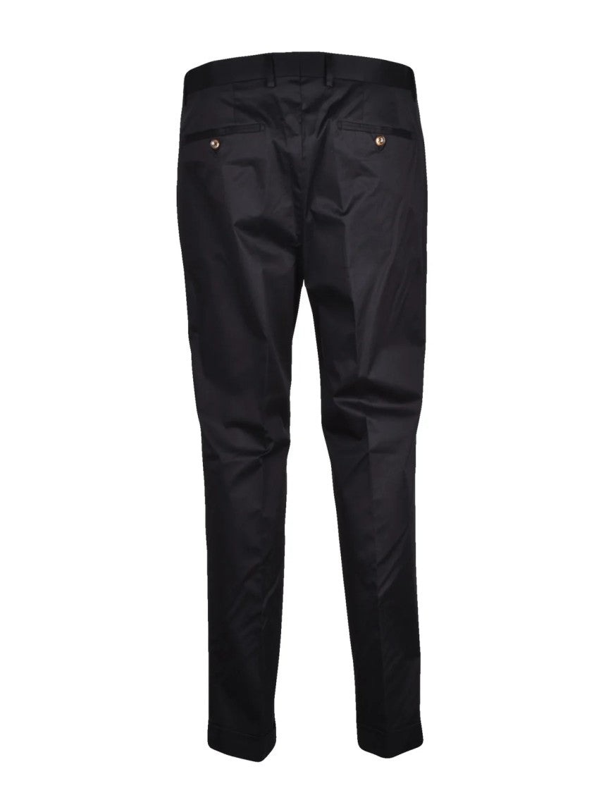 Lab 001 Blue Stretch Cotton Pleated Formal Pants