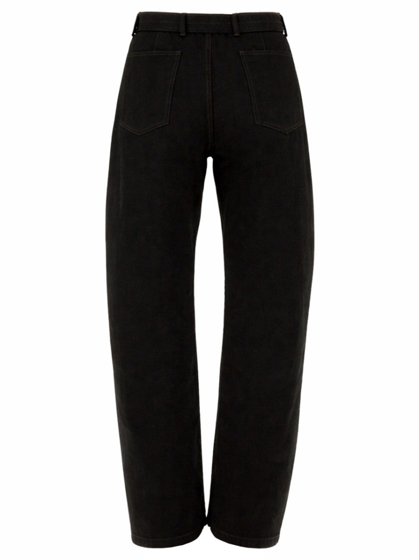 Lemaire Relaxed Cropped Pants With Built-In Belt And Seam Detailing