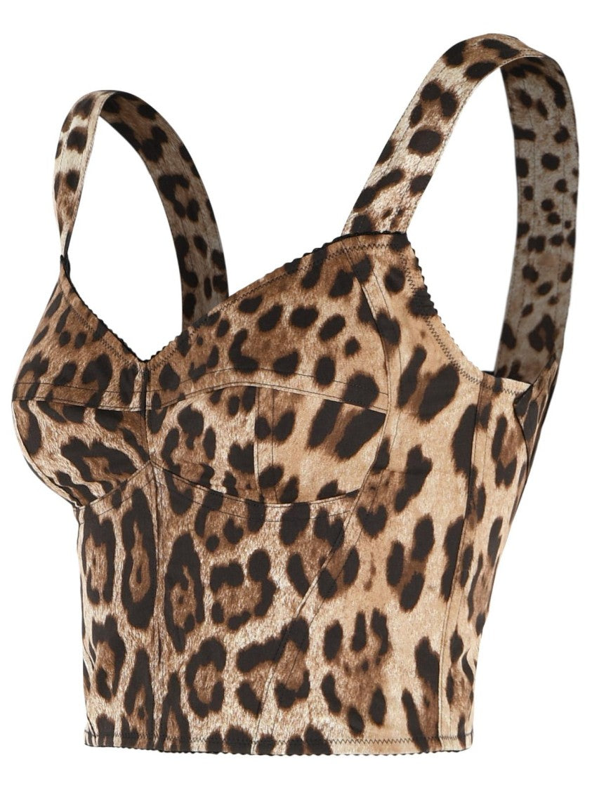 Dolce & Gabbana Leopard Cotton Bustier