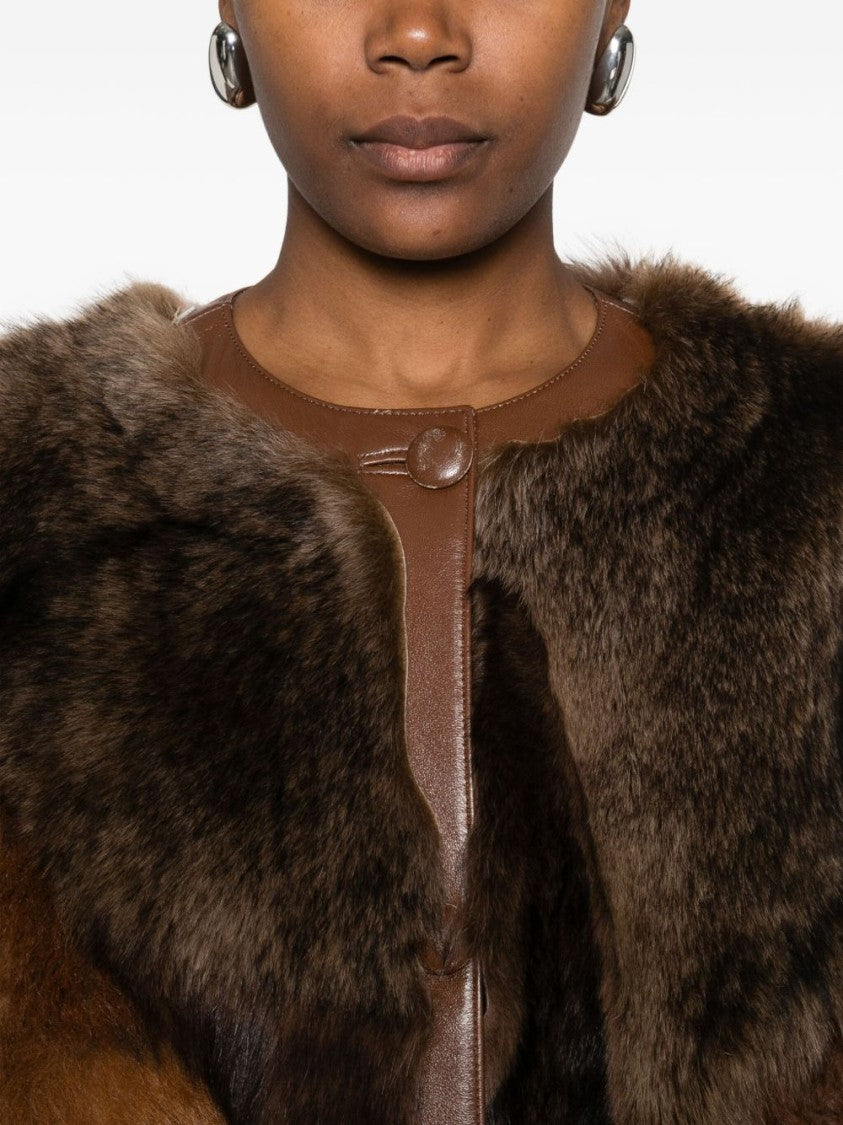 Prada Mid-Length Patchwork Coat With Fur-Like Texture