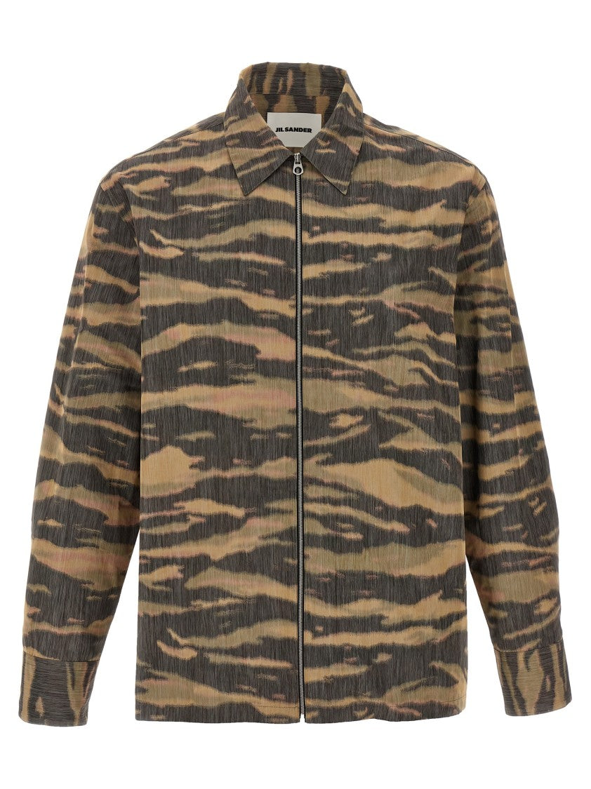 Jil Sander Technical Silk Chiné Camouflage Mélange Shirt