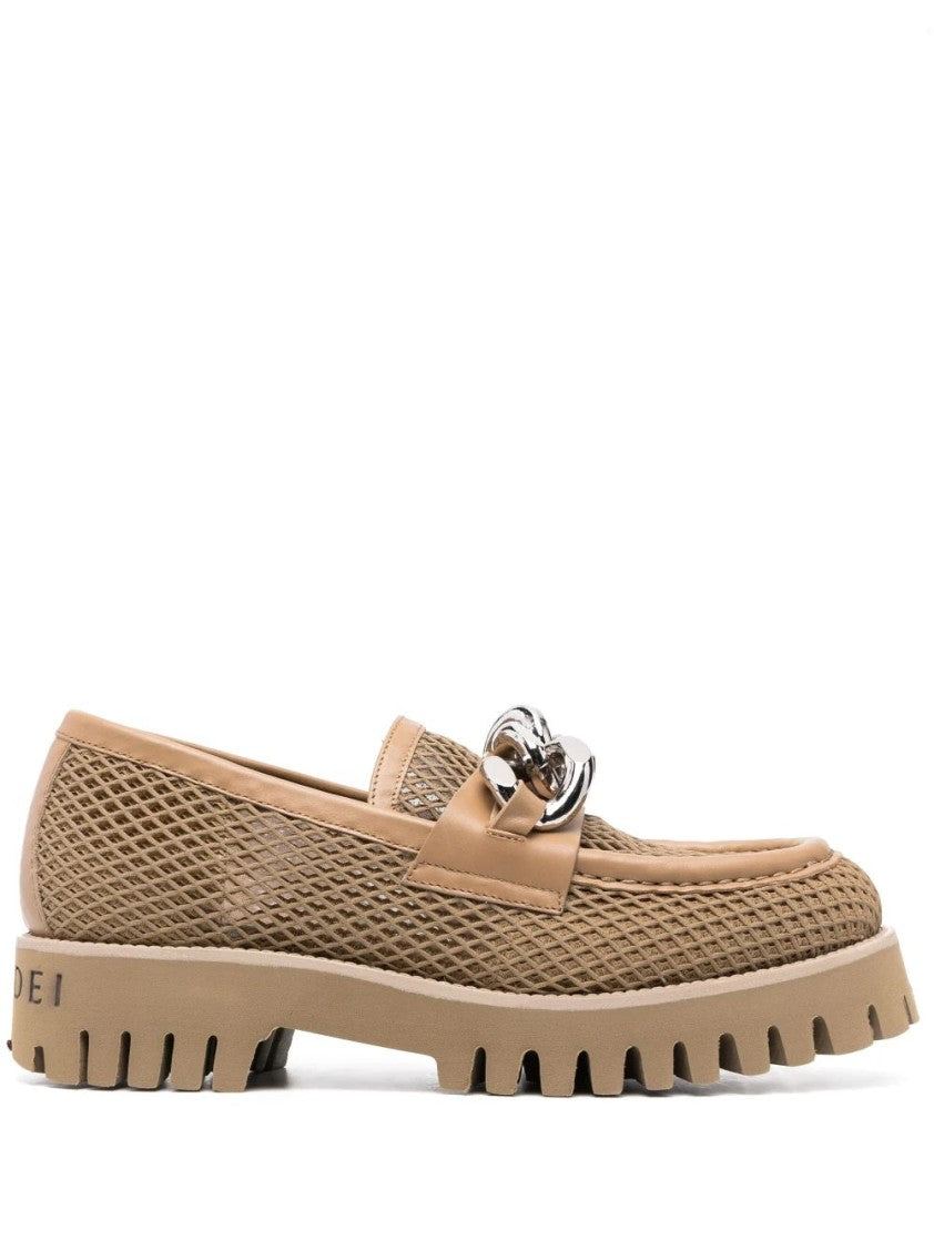Casadei Beige Mesh Loafers
