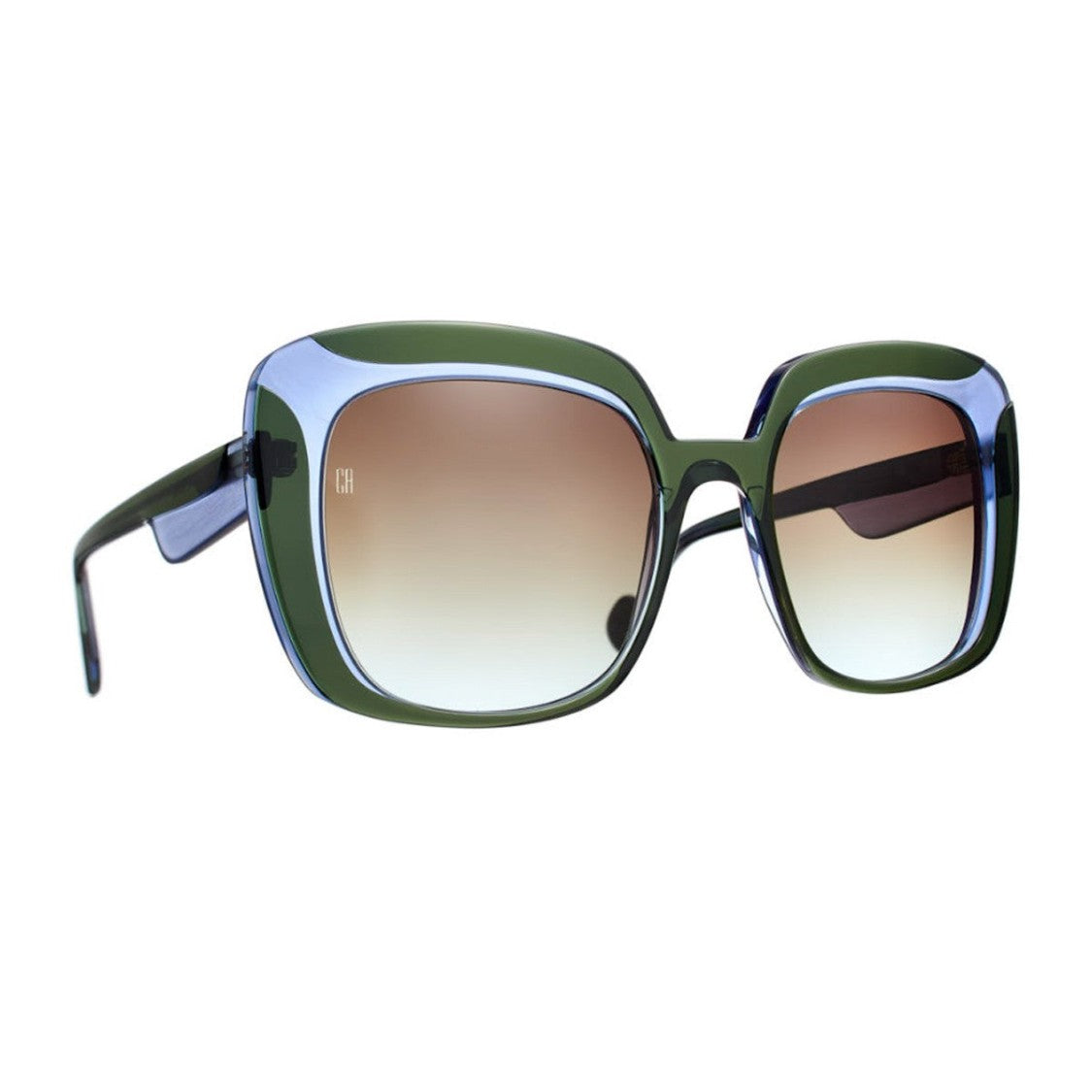 Caroline Abram Green Ocilia Acetate Square Sunglasses