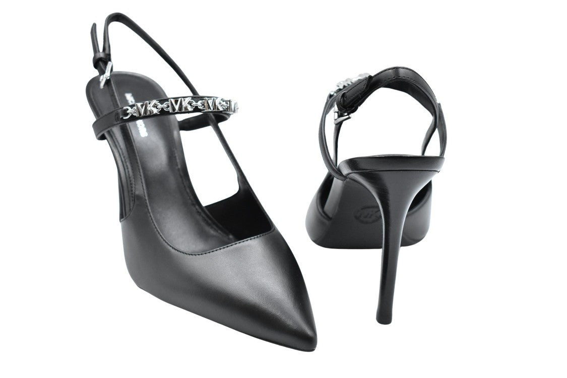 Michael Kors Pointed-Toe Slingback Pumps With Silver Accents