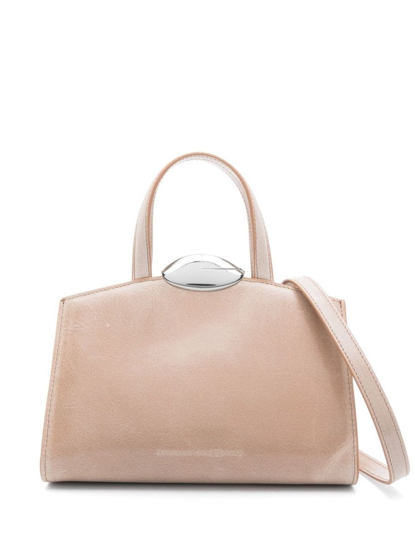 Benedetta Bruzziches Beige Shoulder Bag With Metallic Clasp