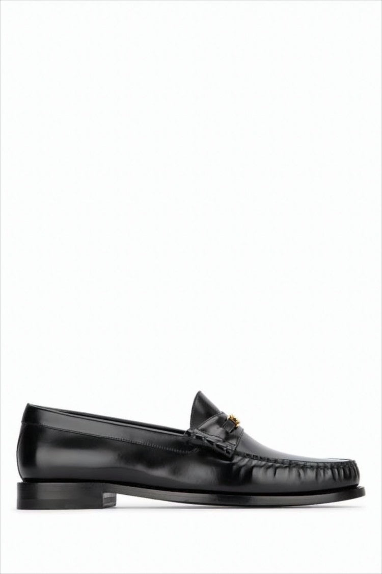 Celine Smooth Leather Loafers With Polished Finish And Metallic Accent