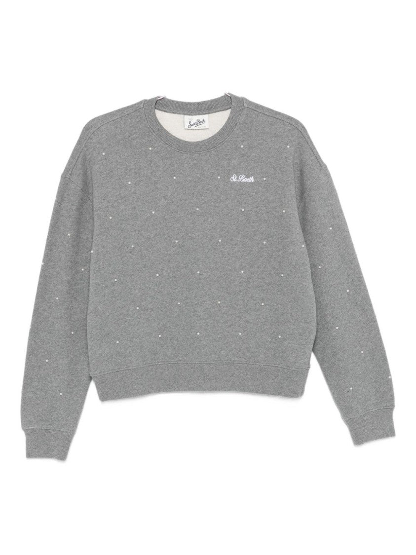 Mc2 Saint Barth Relaxed Fit Cotton Sweater With Pearl Embellishments