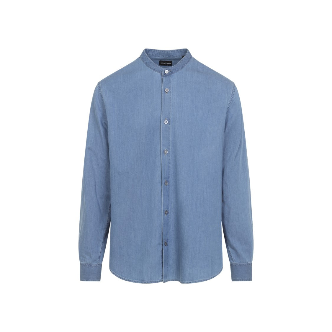 Giorgio Armani Long-Sleeve Cotton Shirt With Band Collar And Button-Down Front