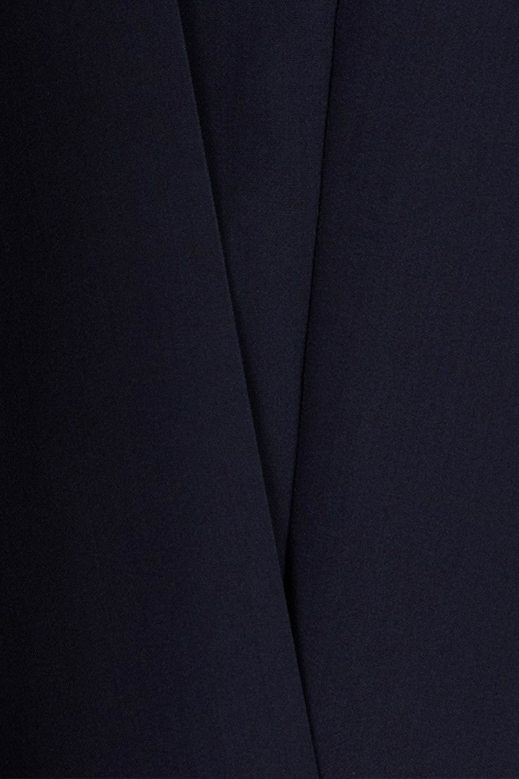 Emporio Armani Navy Pleated Tapered Viscose-Blend Pants