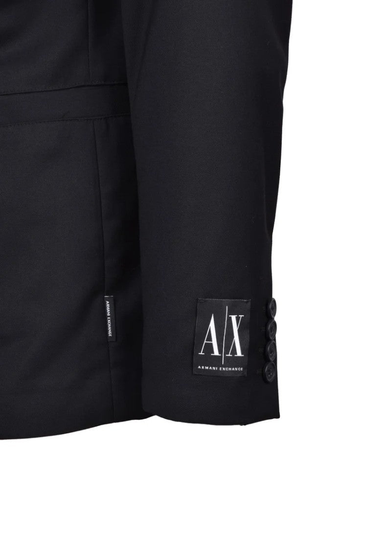 Armani Exchange Tailored Black Blazer With Single-Button Closure