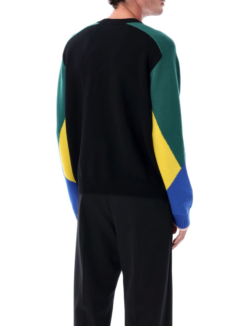 Casablanca Intarsia Knit Sweater With Graphic Motif