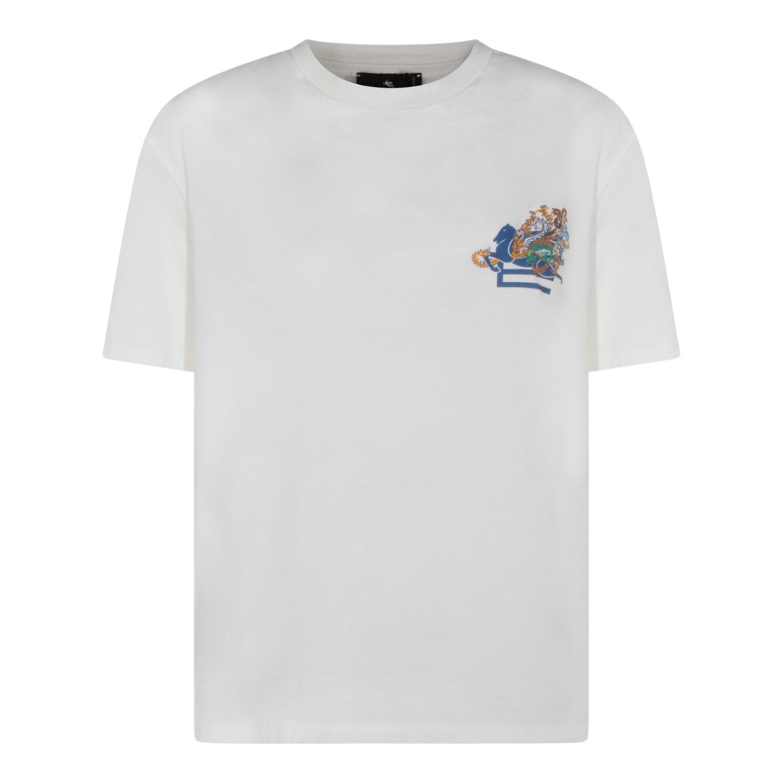 Etro Short-Sleeved White T-Shirt With Embroidered Design
