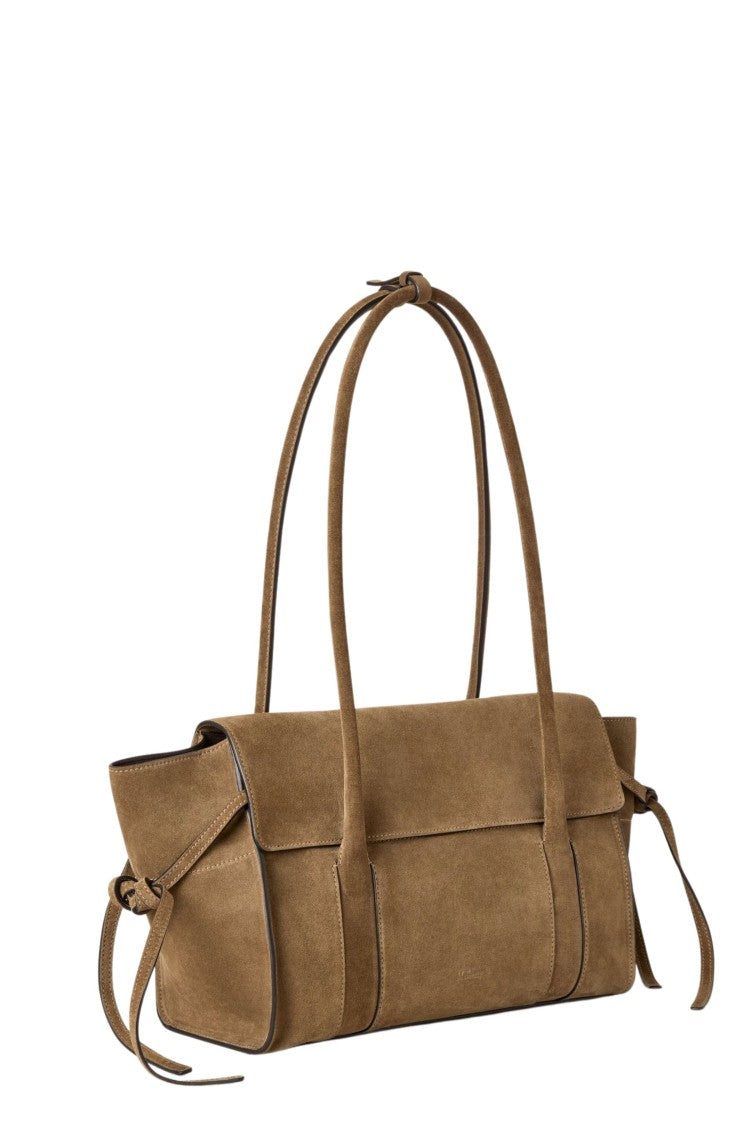 Mulberry Rectangular Soft Suede Handbag With Flap Closure And Tassel Details