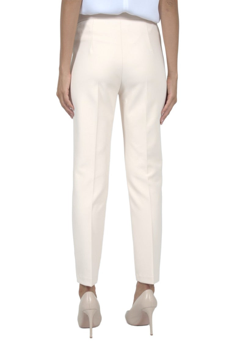 Elisabetta Franchi Cream Tapered Polyester-Blend Pants