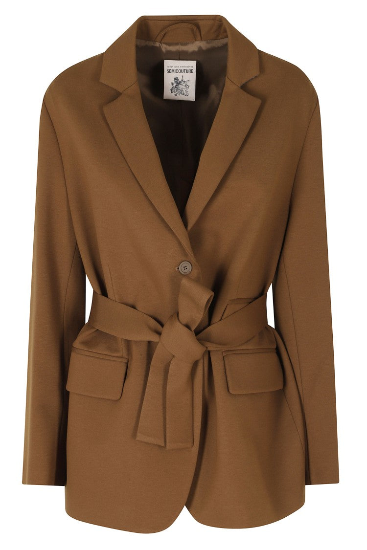 Semi Couture Tammi Brown Single-Breasted Oversized Blazer