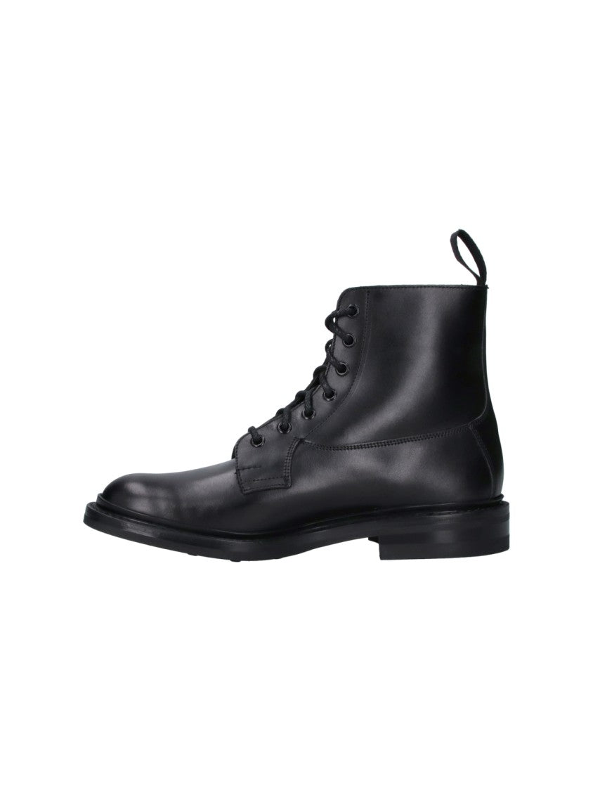Tricker's Burford Black Round Toe Lace-Up Leather Boots