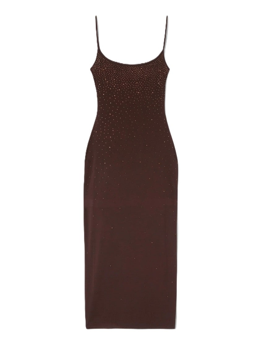 Mc2 Saint Barth Midi-Length Dress With Spaghetti Straps And Gradient Embellishments