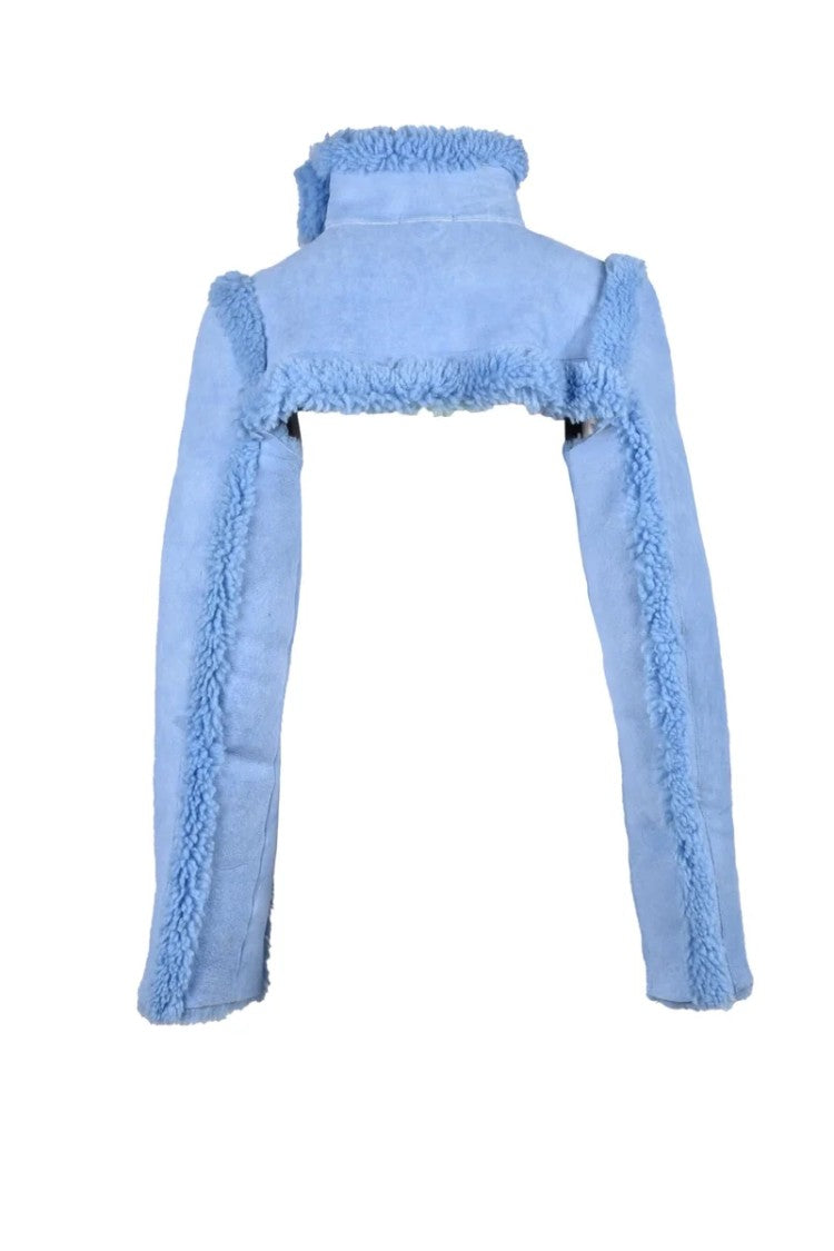 Laquan Smith Cropped Celeste Leather Jacket