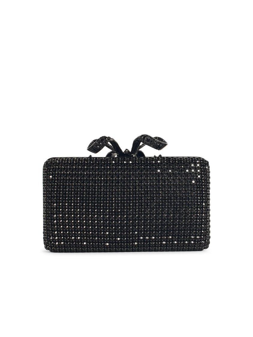 Self-Portrait Crystal Box' Black Polyester Clutch