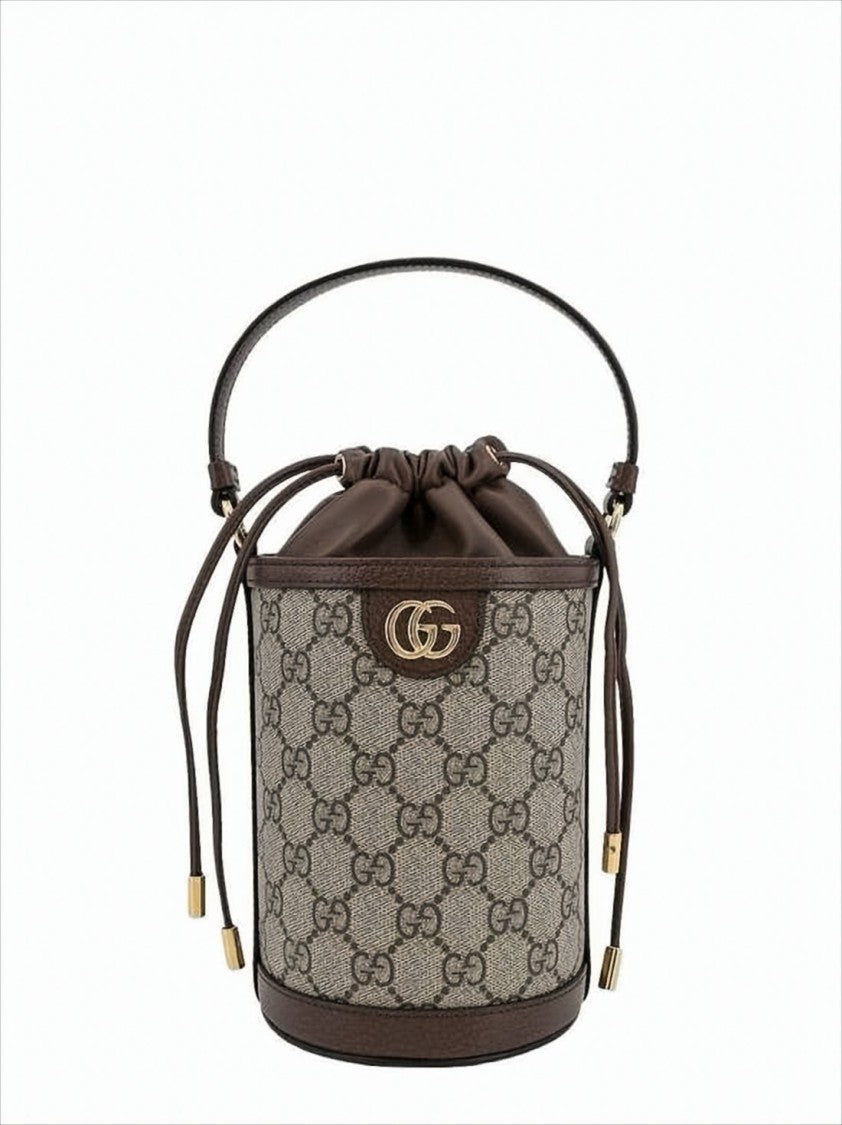 Gucci Cylindrical Monogram Canvas Bucket Bag