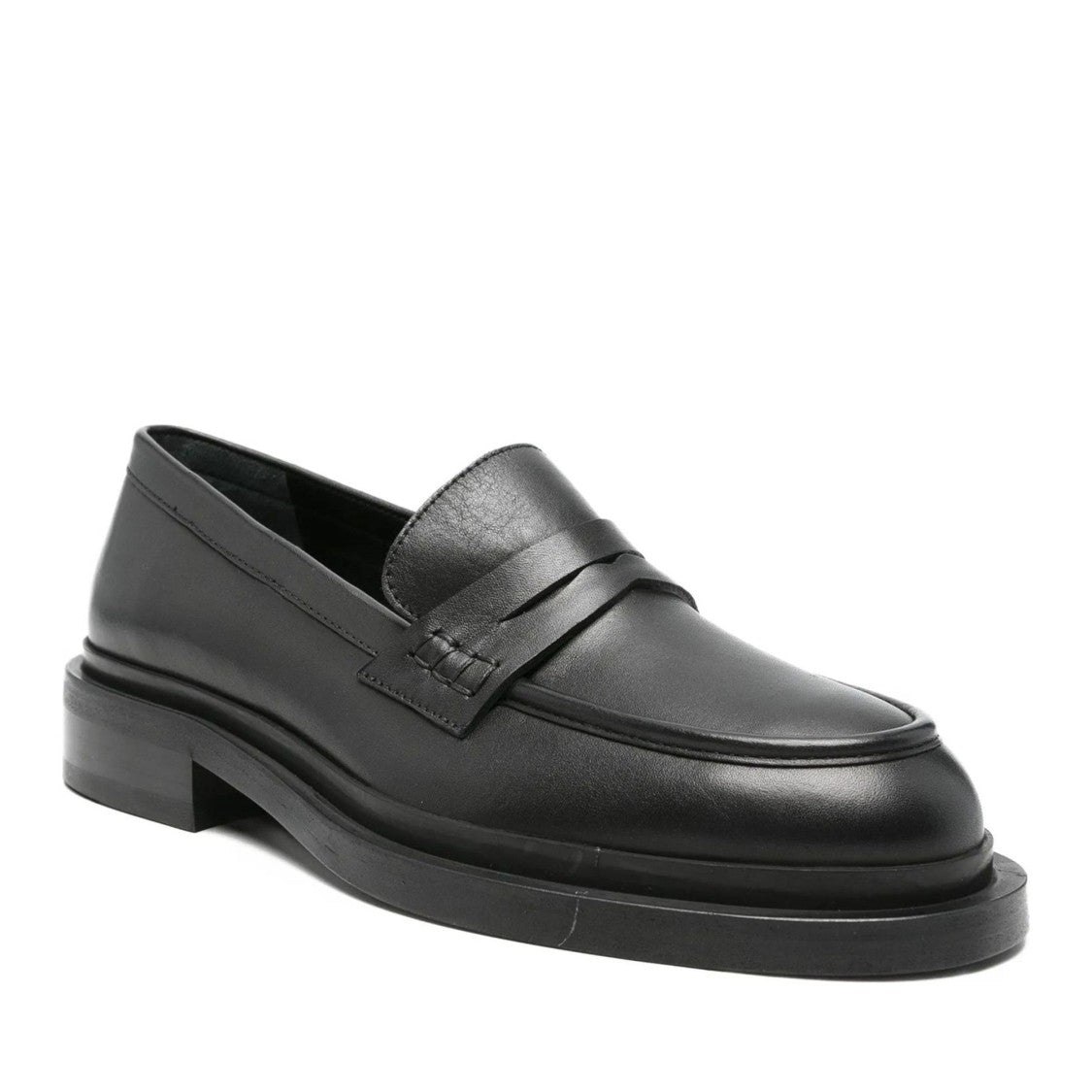 Adrianna Feretti Black Penny Strap Leather Loafers