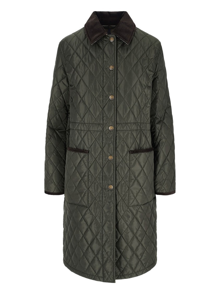 Burberry Quilted Green Burberry Car Coat