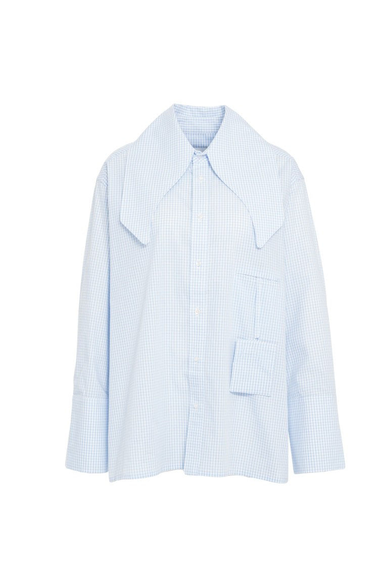 Bombo Studio Checkered Shirt With Distinctive Wide Collar And Oversized Silhouette