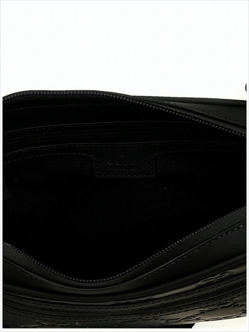 Gucci Rectangular Leather Crossbody Bag With Embossed Pattern