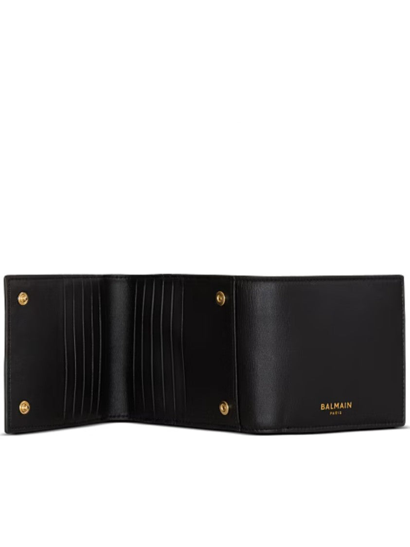 Balmain Black Trifold Smooth Leather Wallet