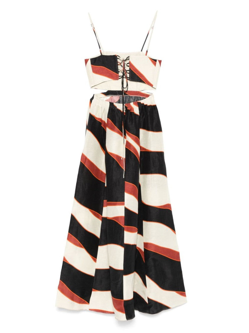 Raquel Diniz Maxi Dress With Bold Wavy Stripes