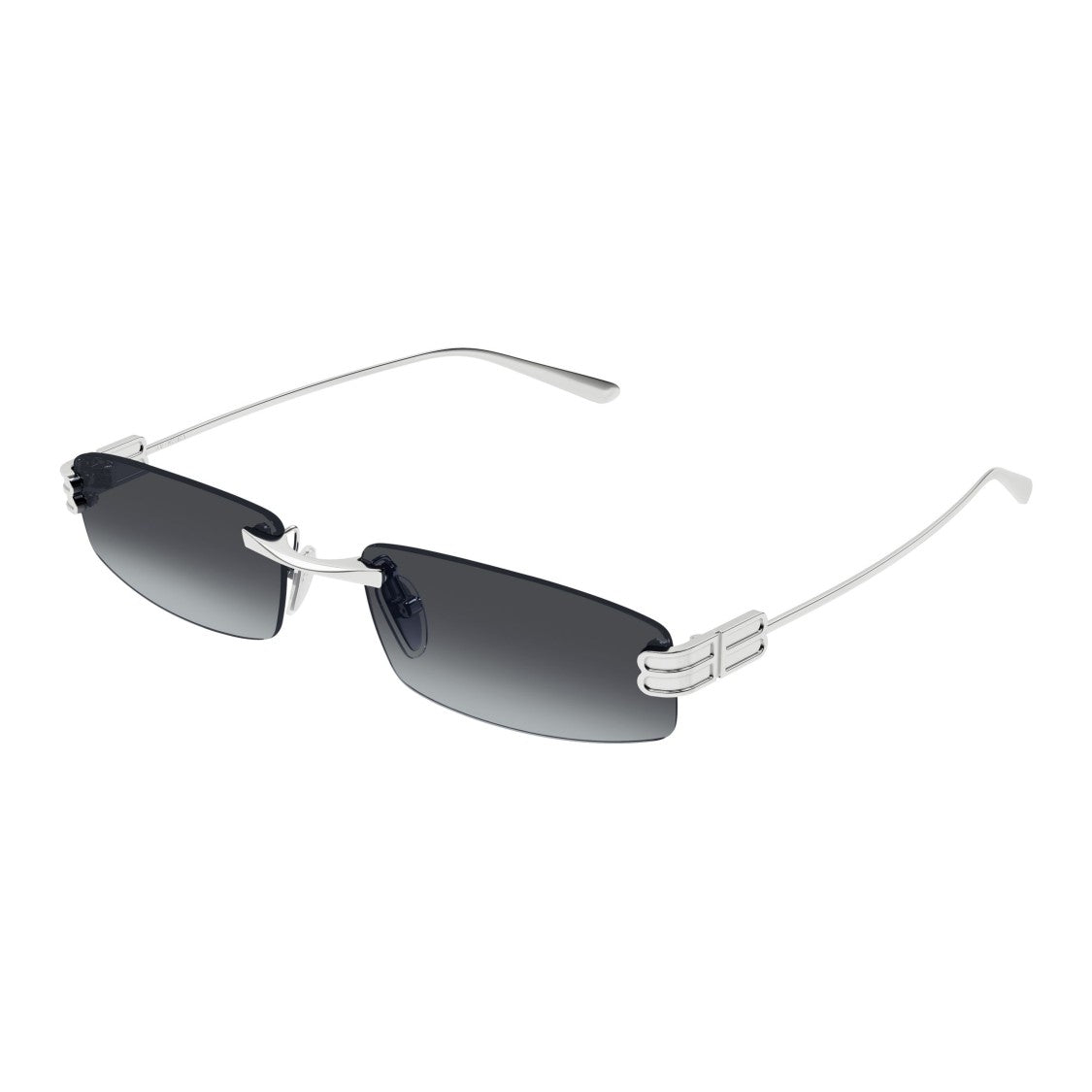 Balenciaga Rectangular Gradient Lens Rimless Sunglasses With Triple-Bar Detail