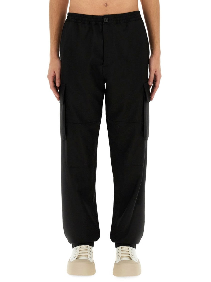 Marni Relaxed Fit Black Wool Pants With Cargo Pockets