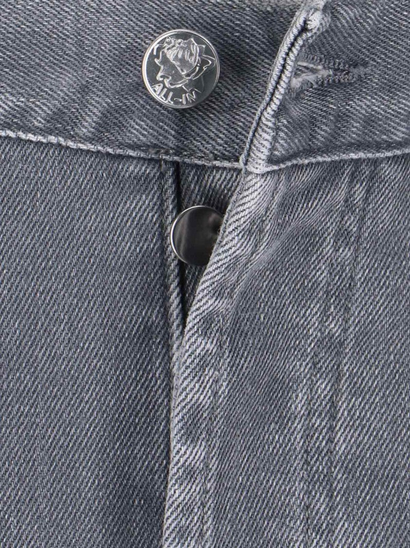 All In Asymmetrical Hem Denim Mini Skirt With Worn Finish