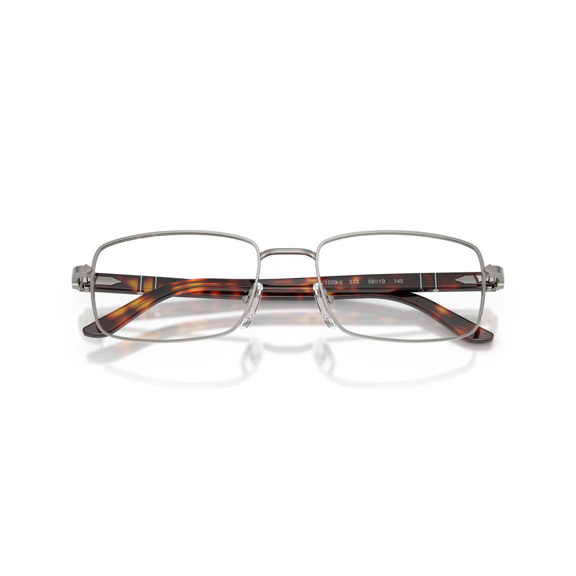 Persol Rectangular Metal Frame Eyeglasses With Tortoiseshell Accents