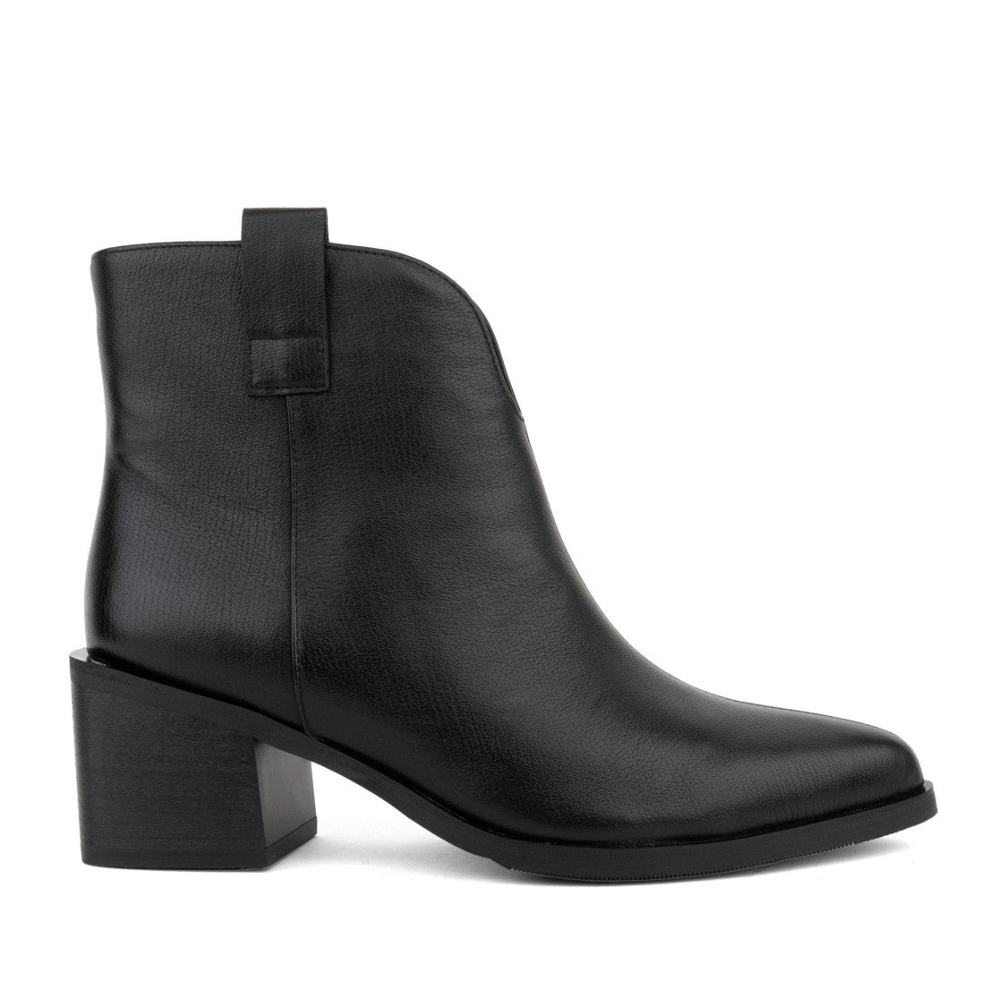 Linda Baumann Black Smooth Leather Sturdy Block Heel Ankle Boots