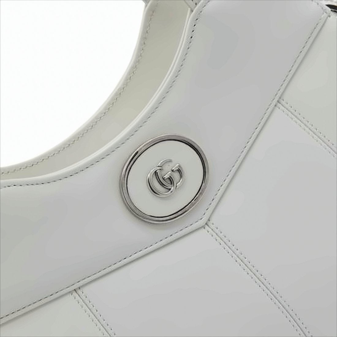 Gucci Structured White Leather Tote With V-Shaped Panel