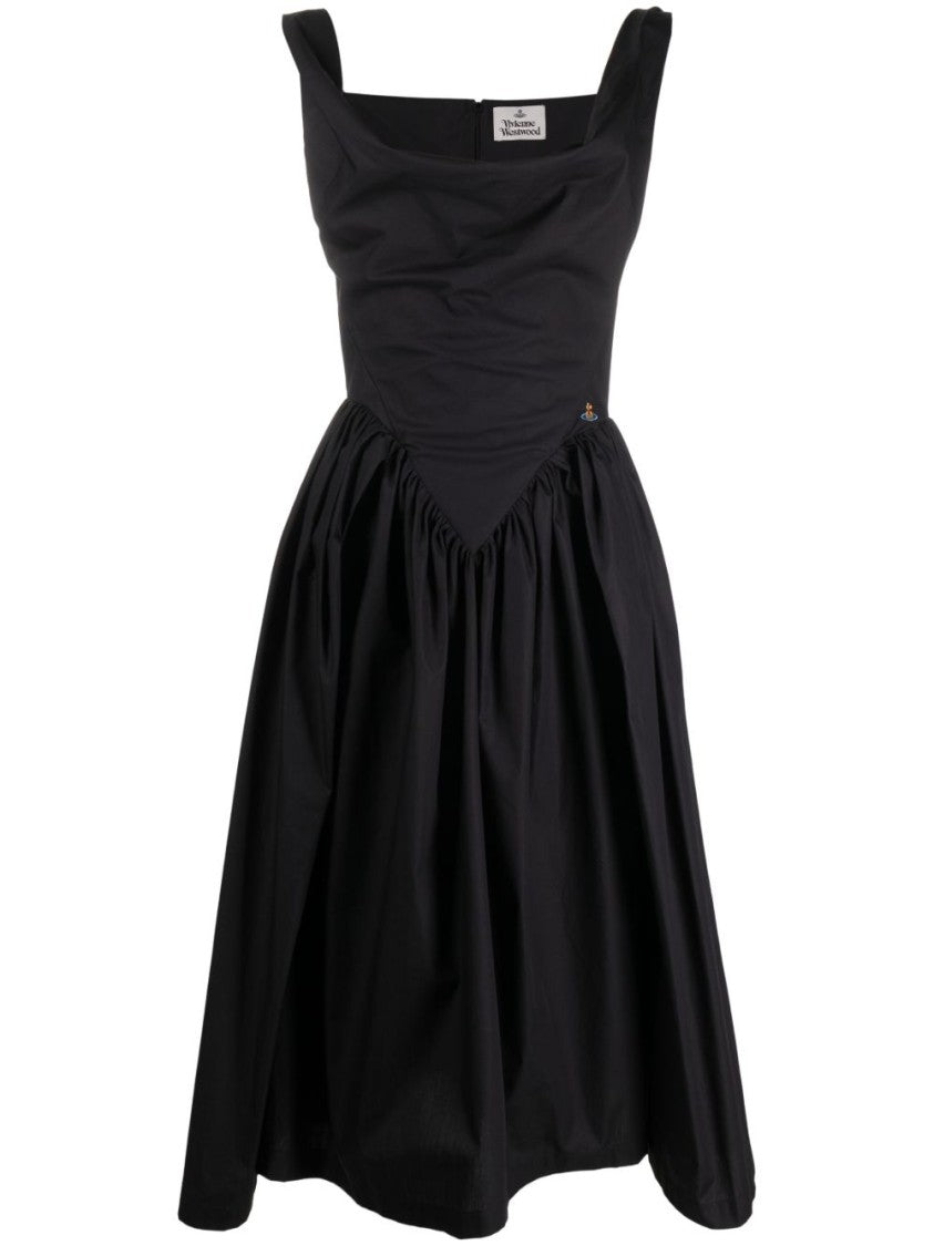 Vivienne Westwood Corset-Style Black Cowl Neck Midi Dress