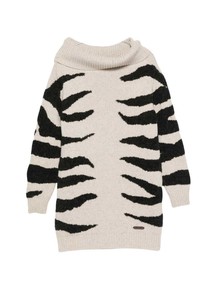 Moschino Zebra Stripe Turtleneck Knit Dress