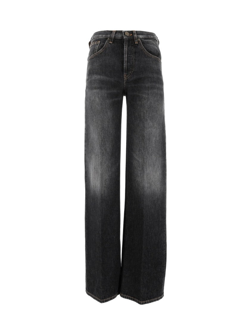 Dondup Jacklyn Faded Black High-Waist Wide-Leg Jeans