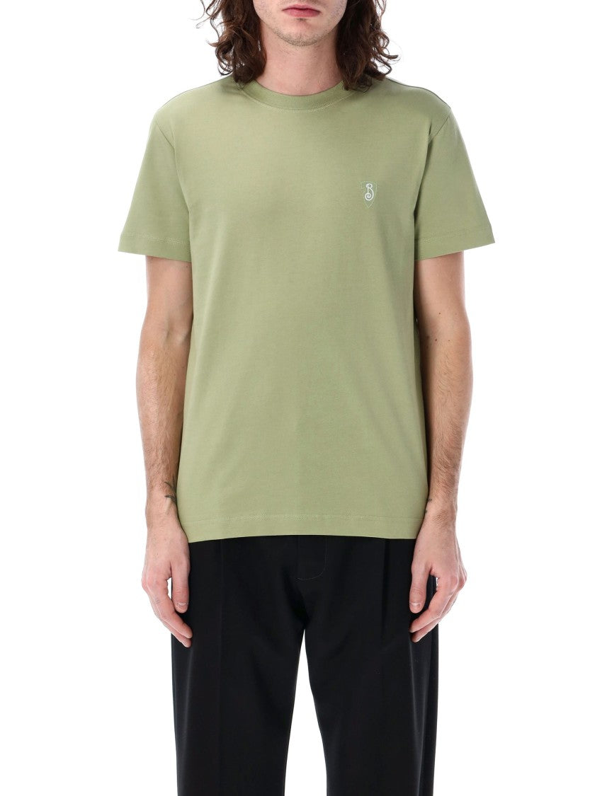 Burberry Ribbed Cotton T-Shirt With Subtle Embroidered Emblem