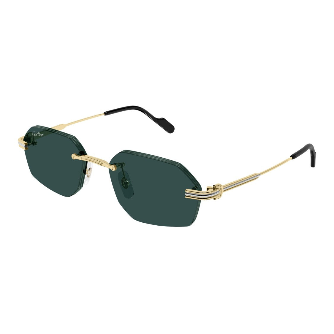 Cartier Geometric Rimless Sunglasses With Gold-Finish Temples