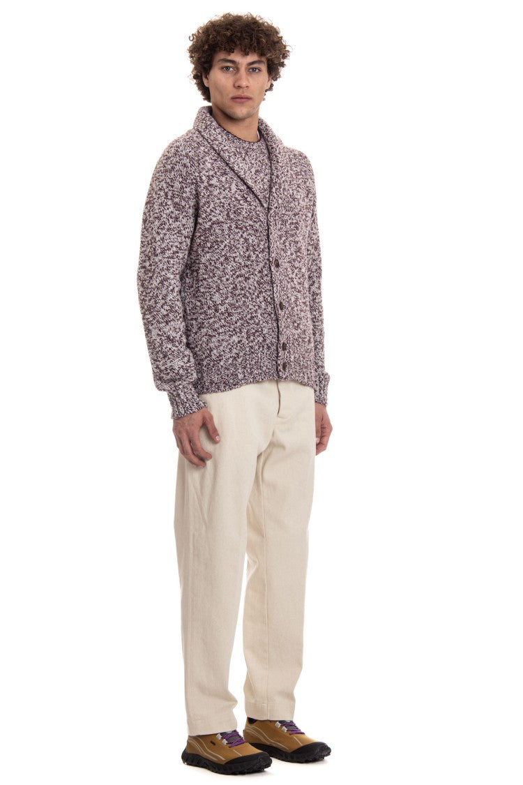 Barba Shawl Collar Virgin Wool Moulinè Sweater