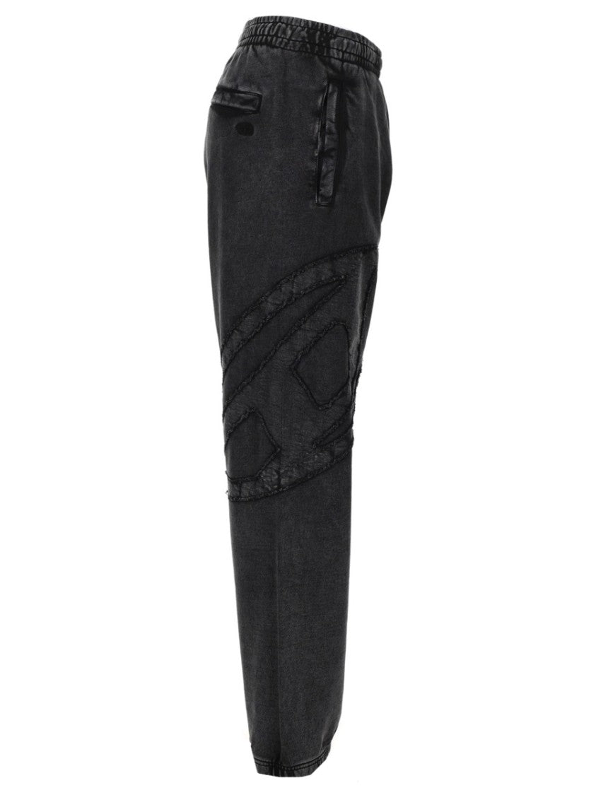 Diesel Washed Black P-Marky-Den Textured Patch Sweatpants