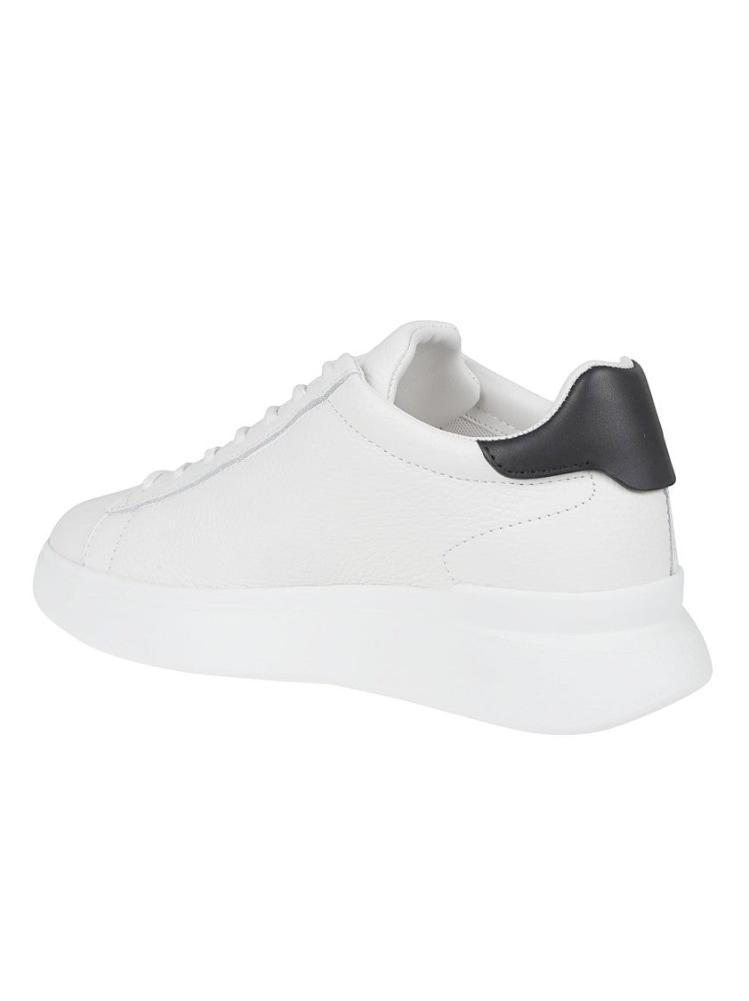 Hogan Calfskin White Sneakers With Black Accents