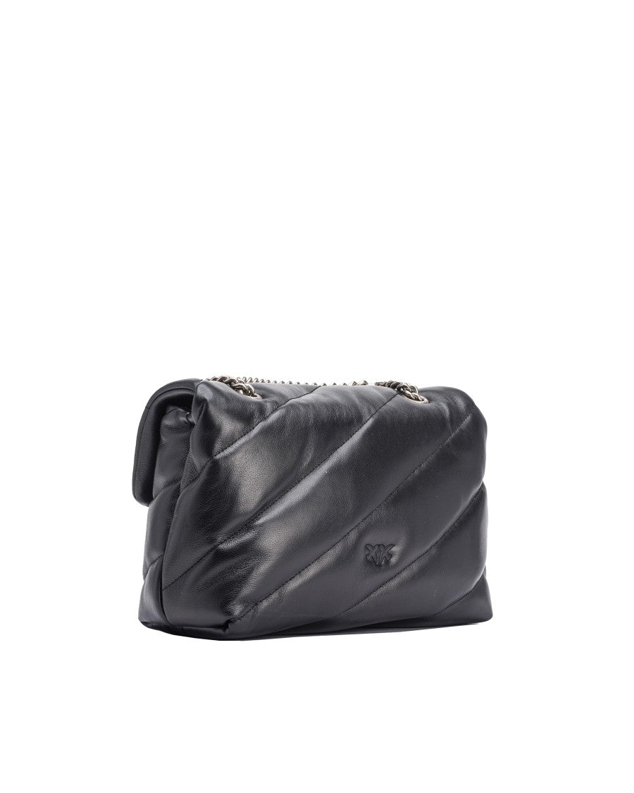 Pinko Black/Old Silver Love Bag Puff Medium Crossbody Bag
